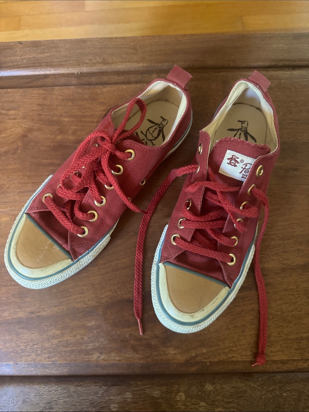 Original Penguin Red Canvas Lace-Up Sneakers